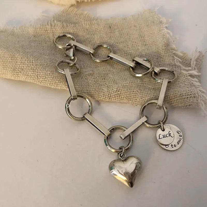 S925 Silver Bracelet Peach Heart Love Girl Jewelry