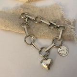 S925 Silver Bracelet Peach Heart Love Girl Jewelry