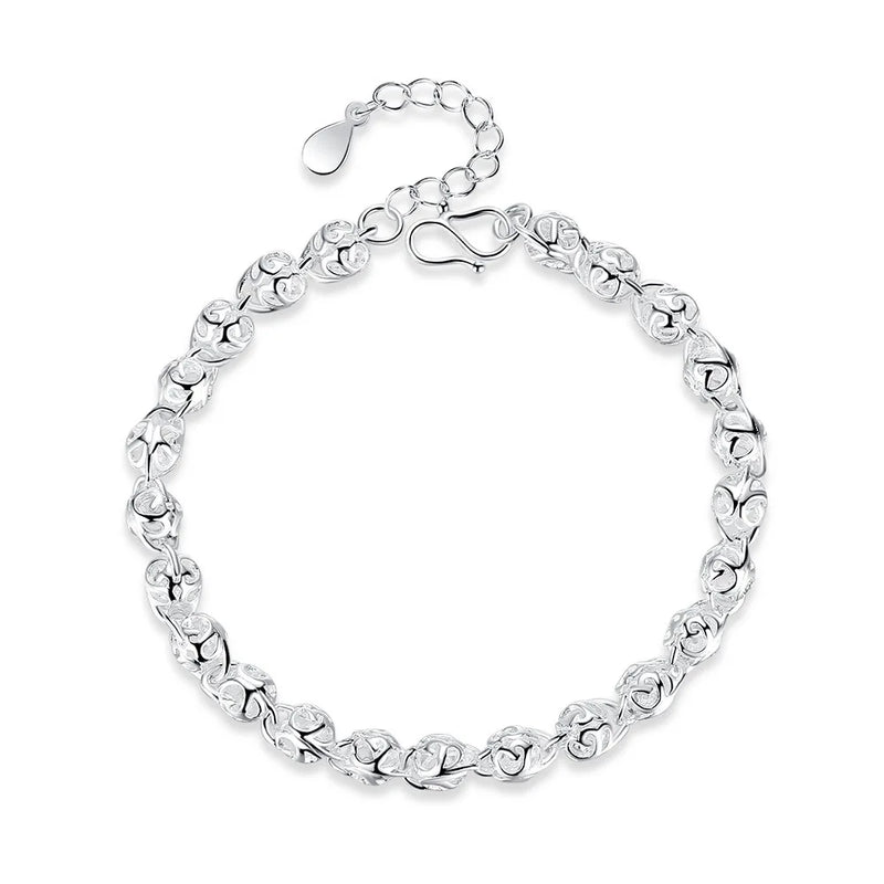 S925 Sterling Silver Hollow Bracelet Women Engagement Jewelry Gift