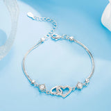 S925 Sterling Silver Bracelet with Amethyst Zircon Heart, Charm Jewelry