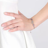 S925 Sterling Silver Bracelet with Amethyst Zircon Heart, Charm Jewelry