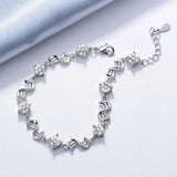 S925 Silver Bracelet with Amethyst Zircon Red Bean Inlay