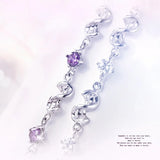 Sterling Silver Bracelet Inlaid with Amethyst Zircon Red Bean for Women