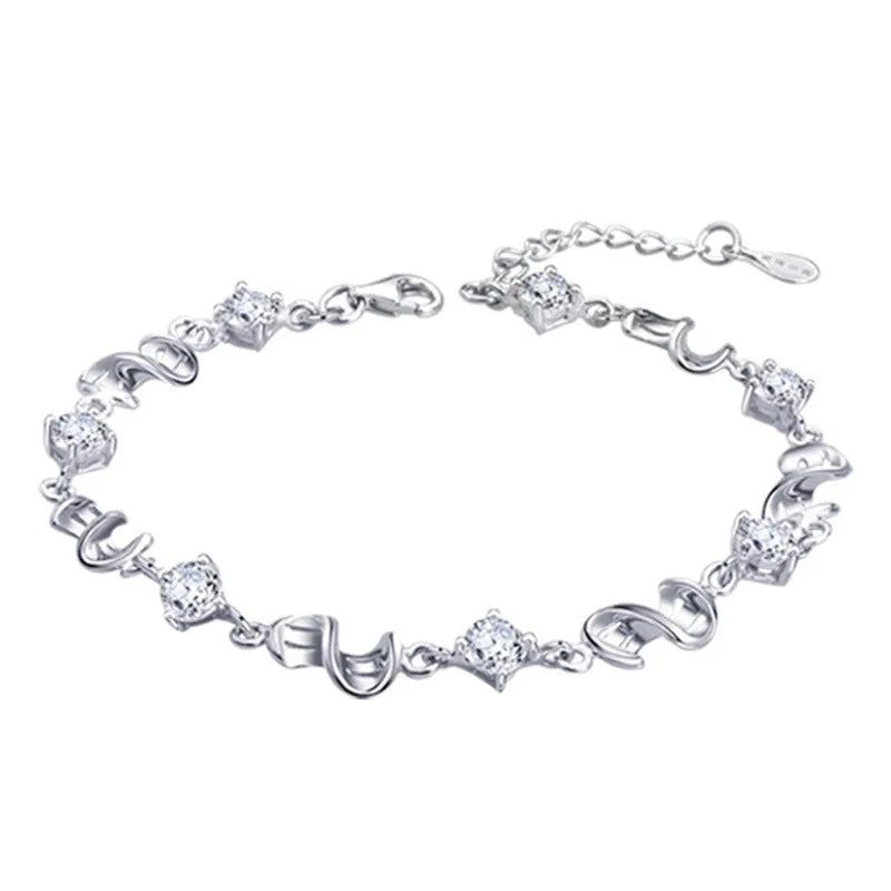 S925 Silver Bracelet with Amethyst Zircon Red Bean Inlay