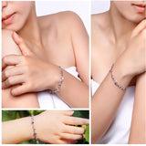 S925 Silver Bracelet with Amethyst Zircon Red Bean Inlay