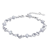 Sterling Silver Bracelet Inlaid with Amethyst Zircon Red Bean for Women