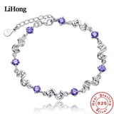S925 Silver Bracelet with Amethyst Zircon Red Bean Inlay