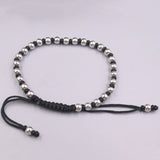 S925 Silver Bead Cord Weave Bracelet 6.3in