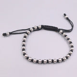 S925 Silver Bead Cord Weave Bracelet 6.3in