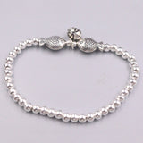 S925 Silver Luck Bracelet with Double Fish Charm 6.3in