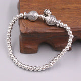 S925 Silver Luck Bracelet with Double Fish Charm 6.3in