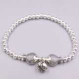 S925 Silver Luck Bracelet with Double Fish Charm 6.3in