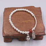 925 Silver Money Cat Bracelet 6.7in