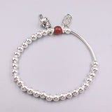 925 Silver Money Cat Bracelet 6.7in