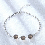 S925 Silver Bracelet Gray Agate Crystal Bead Bracelet