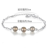 S925 Silver Bracelet Gray Agate Crystal Bead Bracelet