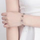 S925 Silver Gray Agate Crystal Bead Bracelet for Women