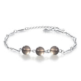 S925 Silver Bracelet Gray Agate Crystal Bead Bracelet