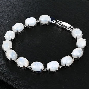 925 Silver Moonstone Gemstone Tennis Bracelet Anniversary Gift