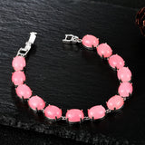 S925 Silver Bracelet Pink Malay Jade Tennis Bracelet Gemstone Bangle