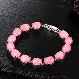S925 Silver Bracelet Pink Malay Jade Tennis Bracelet Gemstone Bangle