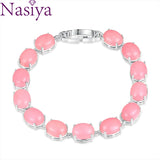S925 Silver Bracelet Pink Malay Jade Tennis Bracelet Gemstone Bangle