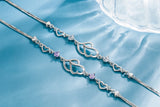 925 Silver Bracelet Purple Zircon Double Heart Bracelet