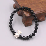 S925 Silver Bracelet Goldfish Agate Beads Link Gift