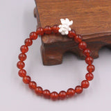 S925 Silver Bracelet Goldfish with Red Agate Beads Link Gift