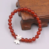 S925 Silver Bracelet Goldfish with Red Agate Beads Link Gift
