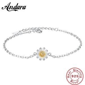 Sterling Silver Sunflower Bracelet Small Daisies Chrysanthemum Jewelry