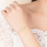 Sterling Silver Sunflower Bracelet Small Daisies Chrysanthemum Jewelry