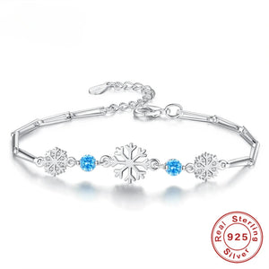 S925 Snowflake Bracelet, Delicate Christmas Jewelry for Women