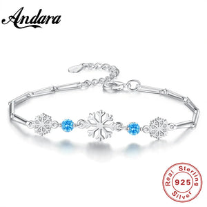 S925 Sterling Silver Snowflake Bracelet for Women