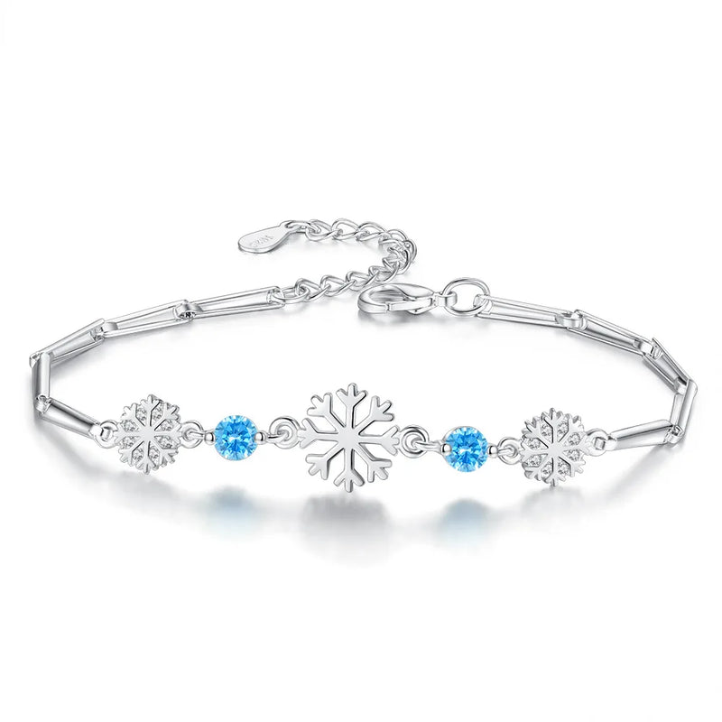 S925 Sterling Silver Bracelet Snowflake Delicate Jewelry For Women