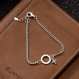 S925 Sterling Silver Bracelet Vintage Cross Circle Bracelets Bangle