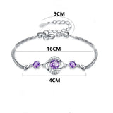 S925 Lucky Grass Flower Box Bracelet Zircon Crystal Women's Gift