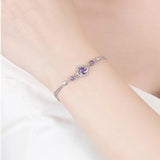 S925 Lucky Grass Flower Box Bracelet Zircon Crystal Women's Gift