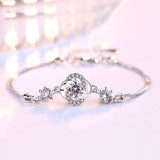 S925 Lucky Grass Flower Box Bracelet Zircon Crystal Women's Gift