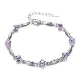 Sterling Silver Zircon Amethyst Bracelet for Women, Christmas