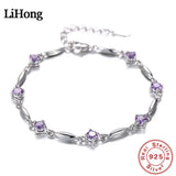 Sterling Silver Zircon Amethyst Bracelet for Women, Christmas