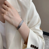 S925 Sterling Silver Men's Snake Bracelet Heavyweight Adjustable Opening