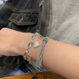 S925 Sterling Silver Retro Bracelet for Women Circular Ring Geometry