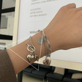 S925 Sterling Silver Bracelet Women Retro Love Hip Hop Pendants Geometry Jewelry