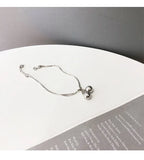 S925 Sterling Silver Double Bell Bracelet for Women Student Jewelry