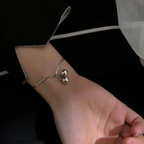 S925 Sterling Silver Double Bell Bracelet for Women Student Jewelry