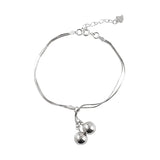 S925 Sterling Silver Double Bell Bracelet for Women Student Jewelry