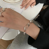 S925 Sterling Silver Women's Bracelet Geometric Design Birthday Gift Jewelry