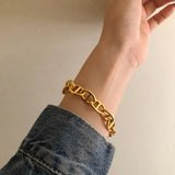 S925 Sterling Silver Bracelet Pig Nose Chain Retro Women Jewelry