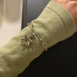 S925 Silver Bracelet Hexagram Pendant Retro Hip Hop Jewelry